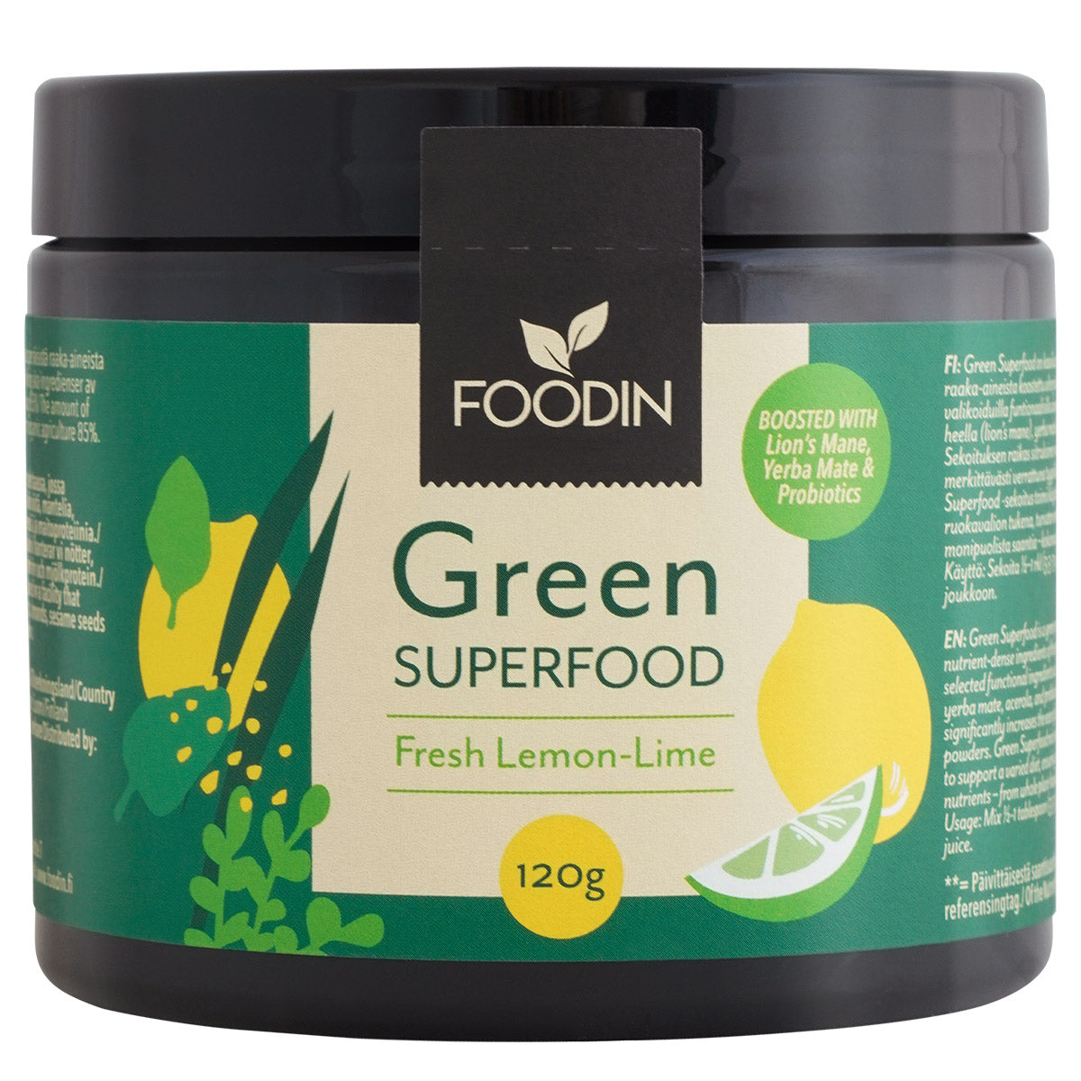 Foodin Green Superfood Fresh Lemon-Lime, viherjauhe 120g