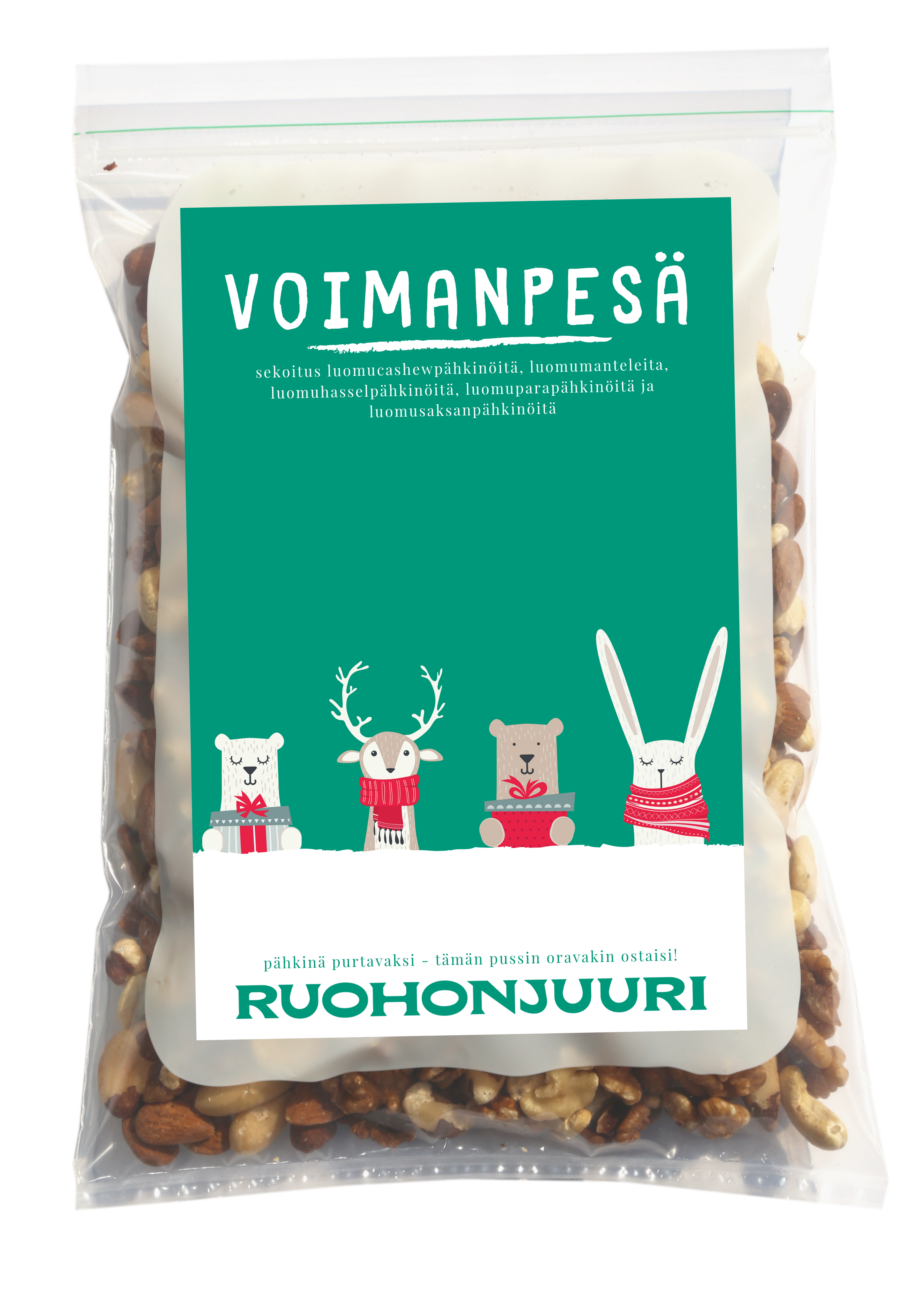 Voimanpesä-luomupähkinäsekoitus, 800 g.